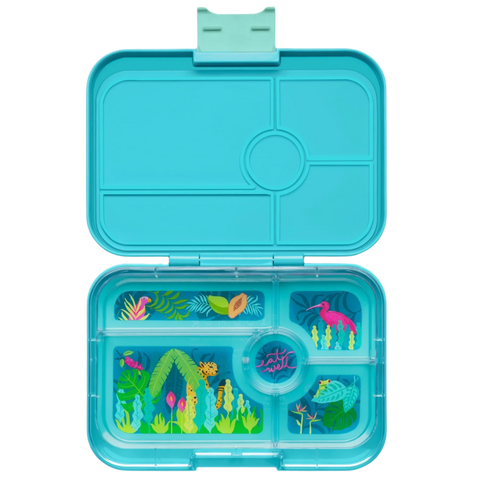 LEAKPROOF YUMBOX TAPAS BENTO LUNCH BOX - 5 COMPARTMENT - ANTIBES BLUE WITH JUNGLE TRAY