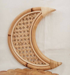 Rattan moon wall hanging