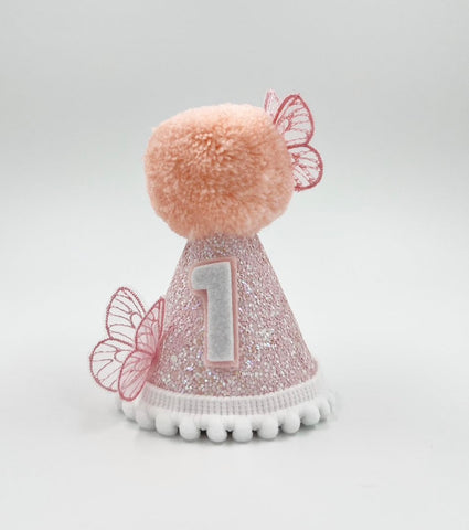 Pink Butterfly Birthday Party Hat