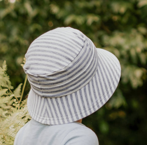 Classic Bucket Sun Hat - Grey Stripe/Koala/Chambray