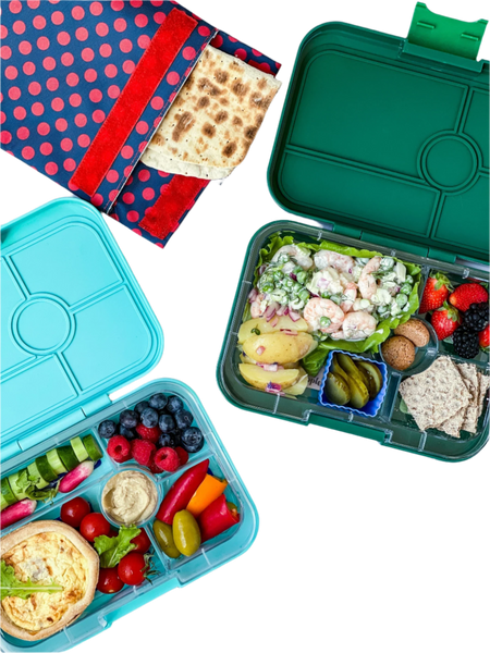 LEAKPROOF YUMBOX TAPAS BENTO LUNCH BOX - 5 COMPARTMENT - ANTIBES BLUE WITH JUNGLE TRAY