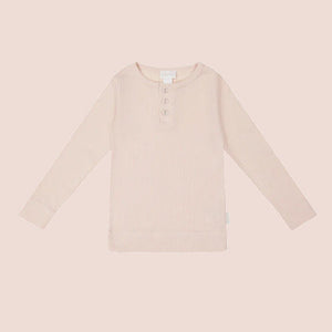 Organic Cotton Modal Long Sleeve Henley - Ballet Pink