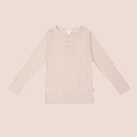 Organic Cotton Modal Long Sleeve Henley - Ballet Pink