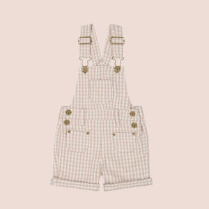 Chase Short Cord Overall - Gingham Pink