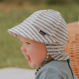 Legionnaire Flap Sun Hat - Grey Stripe