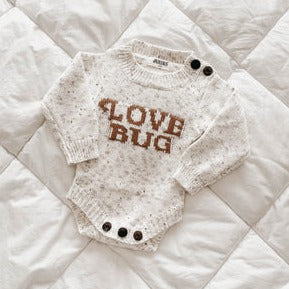 Love Bug Knit Rompers - Oatmeal or Mushroom