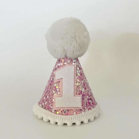 White and Pink Birthday Party Hat