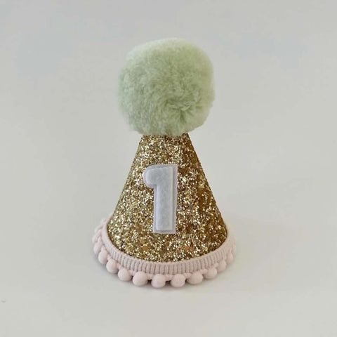 Gold, pink and mint Birthday Party Hat
