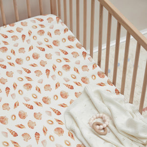 100% Organic Bamboo Bassinet + Cot Sheets - Seashells