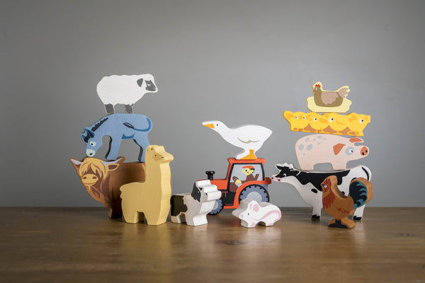 Selection of 13 wooden animals - Farm