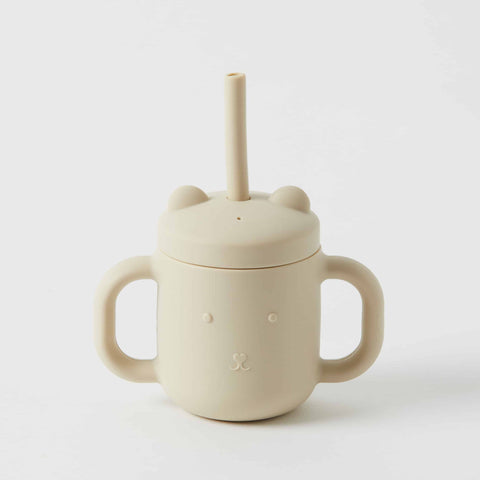 Henry Silicone Sippy cup with straw - almond